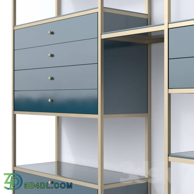 Sideboard _ Chest of drawer - Teal and Gold Shelving Unit