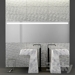 Wash basin - Floor sink Antonio Lupi Marmo Carrara _ faucet Gessi Rettangolo-XL 26195 _ Stool Gessi Mimi _ Tile Nanoforma Silver Illusion 30x90 