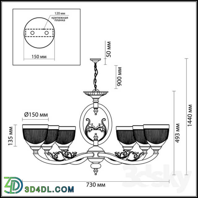 Ceiling light - Chandelier ODEON LIGHT 3998_6 PIEMONT