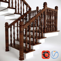 Staircase - Wooden two-step ladder with a platform 