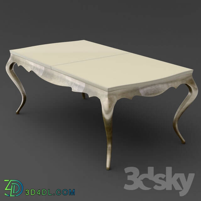 Table - OM Dining table sliding on bent legs FratelliBarri VENEZIA in finishing pearl cream varnish_ silver leaf_ varnished champagne_ FB.DT.VZ.22