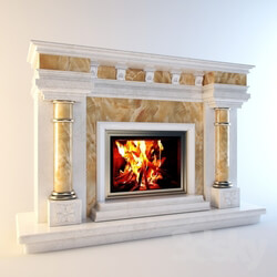 Fireplace - Fireplace of marble with Onyx inserts. 