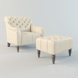 Arm chair - Brady Tufted Leather Chair _amp_ Ottoman 