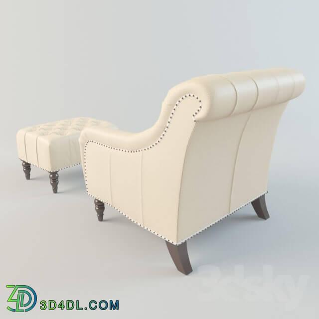 Arm chair - Brady Tufted Leather Chair _amp_ Ottoman