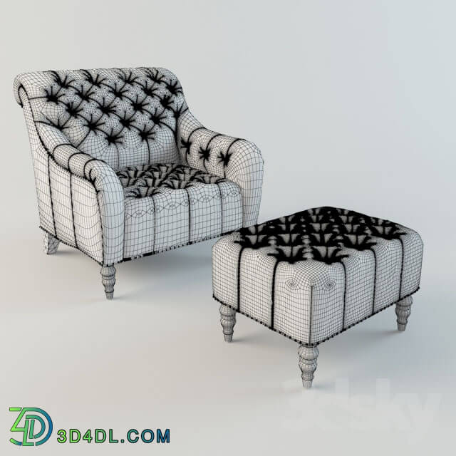 Arm chair - Brady Tufted Leather Chair _amp_ Ottoman