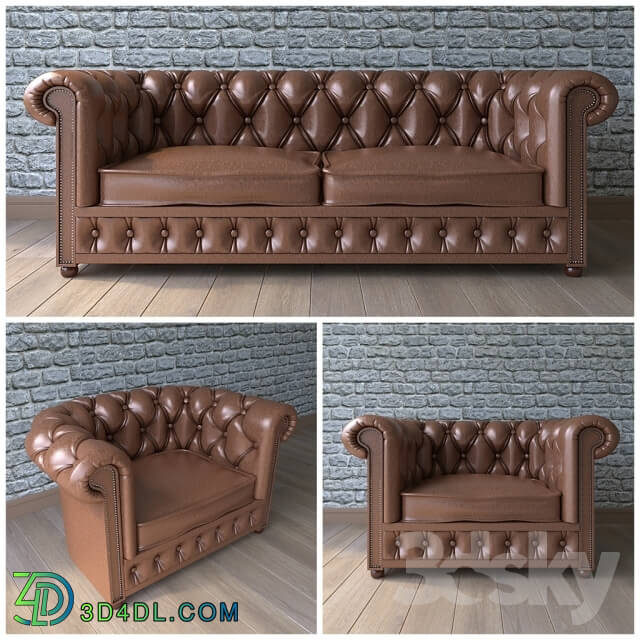 Sofa - Sofa and armchair Chesterfield