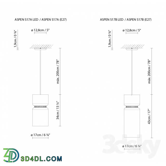 Ceiling light - Blux ASPEN S17A ASPEN S17B