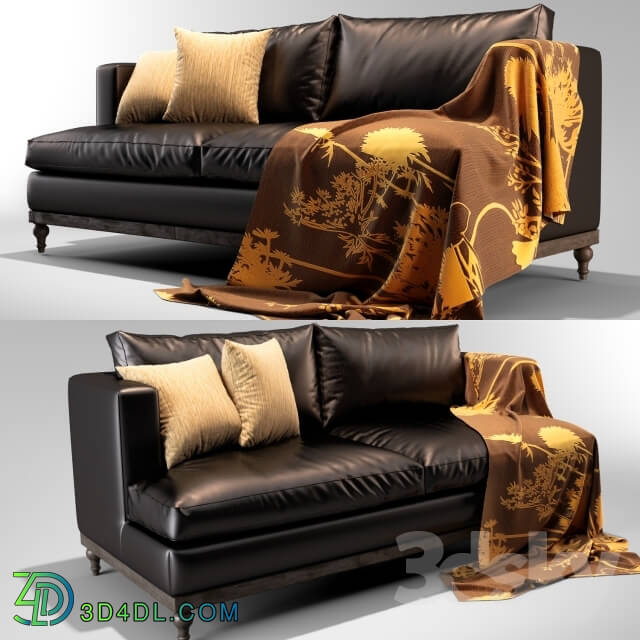 Sofa - black leather sofa