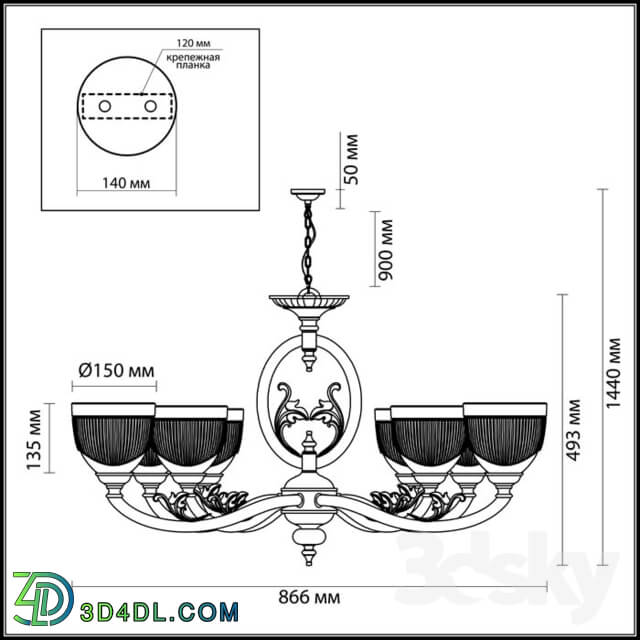 Ceiling light - Chandelier ODEON LIGHT 3998_8 PIEMONT