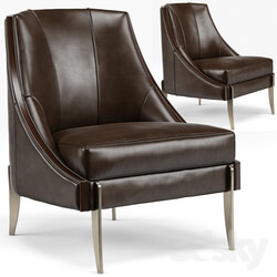 Arm chair - Keene Modern Classic Espresso Brown Leather Bronze Arm Chair 