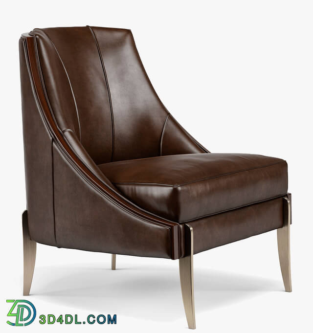 Arm chair - Keene Modern Classic Espresso Brown Leather Bronze Arm Chair