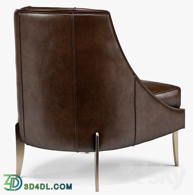 Arm chair - Keene Modern Classic Espresso Brown Leather Bronze Arm Chair