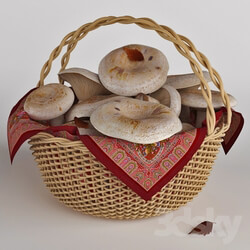 Food and drinks - Mushrooms in a basket. White mushrooms 