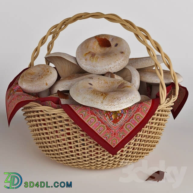 Food and drinks - Mushrooms in a basket. White mushrooms