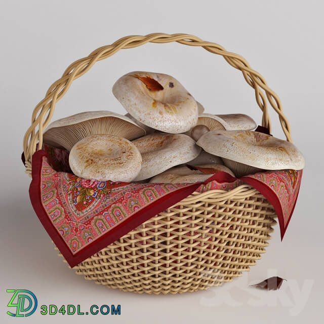 Food and drinks - Mushrooms in a basket. White mushrooms