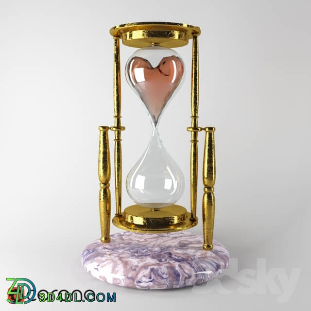 Other decorative objects - Water Clock with heart and skull gold