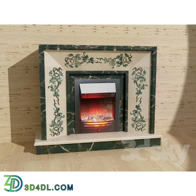 Fireplace - Fireplace with inlaid marble for the city of Masters