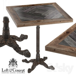 Table - CAST IRON AND WOOD RESTAURANT TABLE SQUARE 