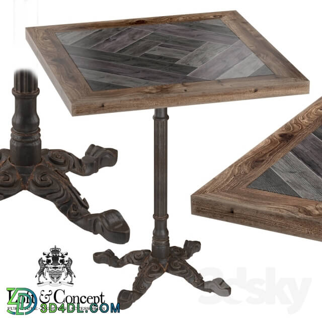 Table - CAST IRON AND WOOD RESTAURANT TABLE SQUARE