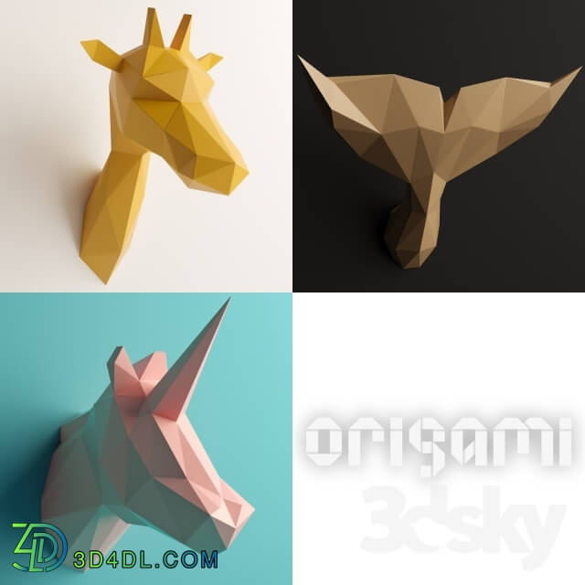 Sculpture - Polygonal Origami Trophy - Set 1