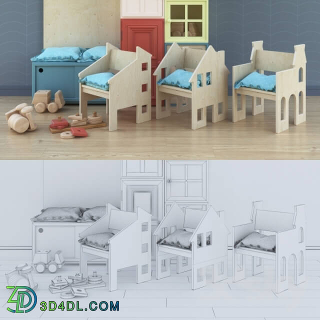 Full furniture set - CHILDRENROOM _ VOL1