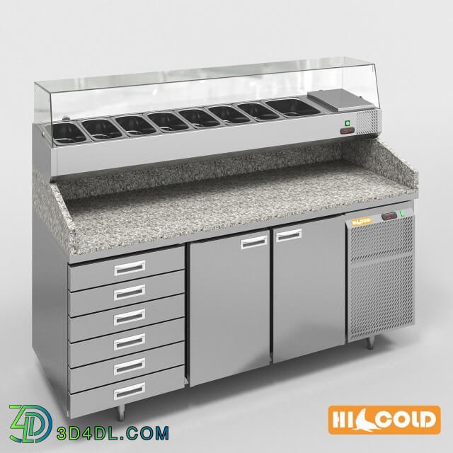 Shop - HiCold refrigeration pizzeria_ stainless steel with stone countertop and glass showcase _ 2