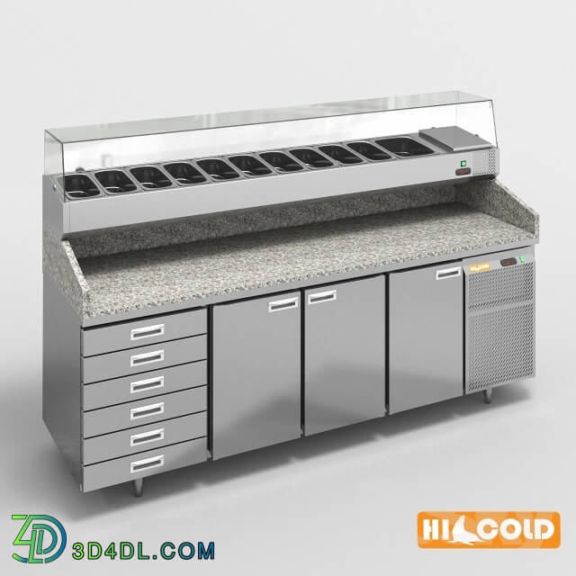 Shop - HiCold refrigeration pizzeria_ stainless steel with stone countertop and glass showcase _ 2