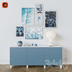 Sideboard _ Chest of drawer - Blue decorative set 