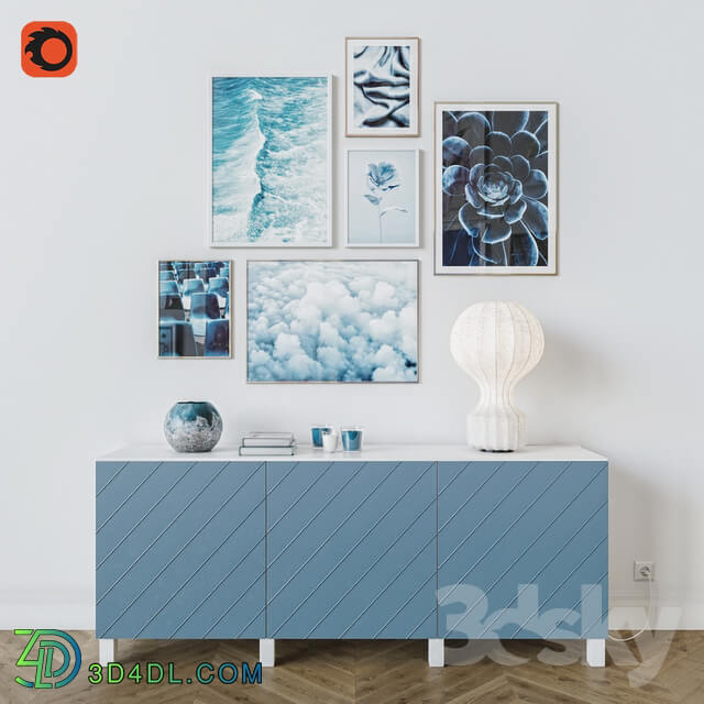 Sideboard _ Chest of drawer - Blue decorative set
