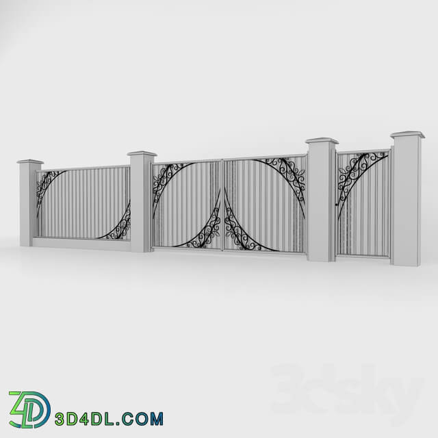 Other architectural elements - Fence with gates and wicket door made of corrugated board