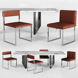 Table _ Chair - Minotti Wedge Dining table bag and bag light stool 