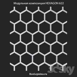 Decorative plaster - OM Modular composition HEXAGON 622 from RosLepnina 
