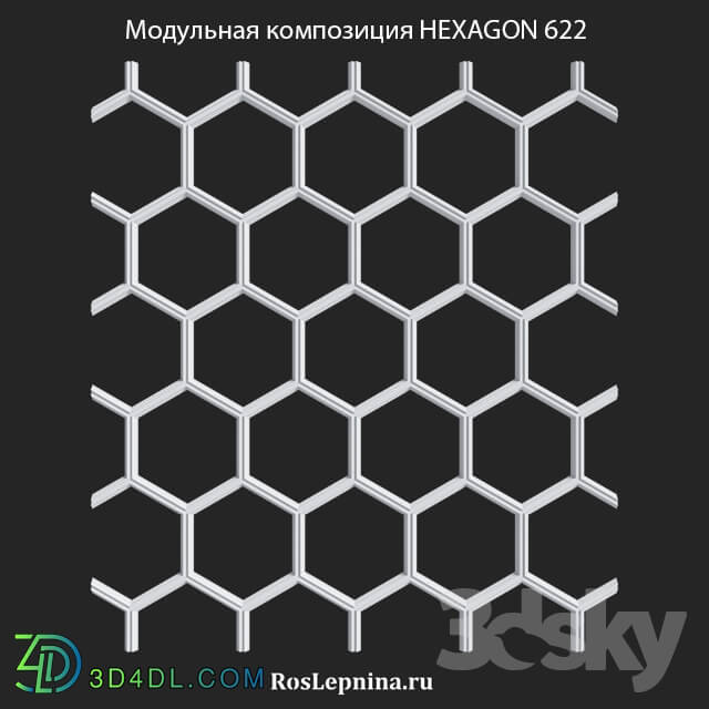 Decorative plaster - OM Modular composition HEXAGON 622 from RosLepnina