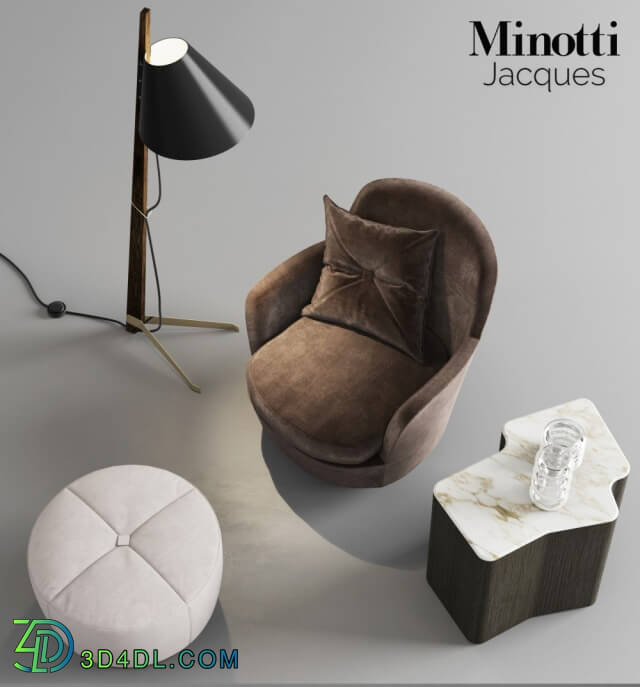 Other - Minotti Jacques Armchair and Pouf