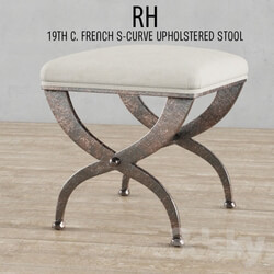 Other soft seating - RH-19TH C. FRENCH S-CURVE UPHOLSTERED STOOL 