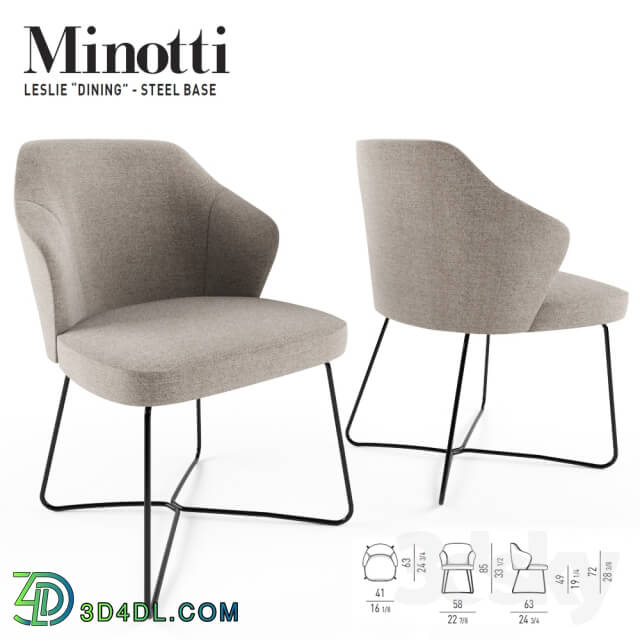 Chair - Minotti leslie dining steel base
