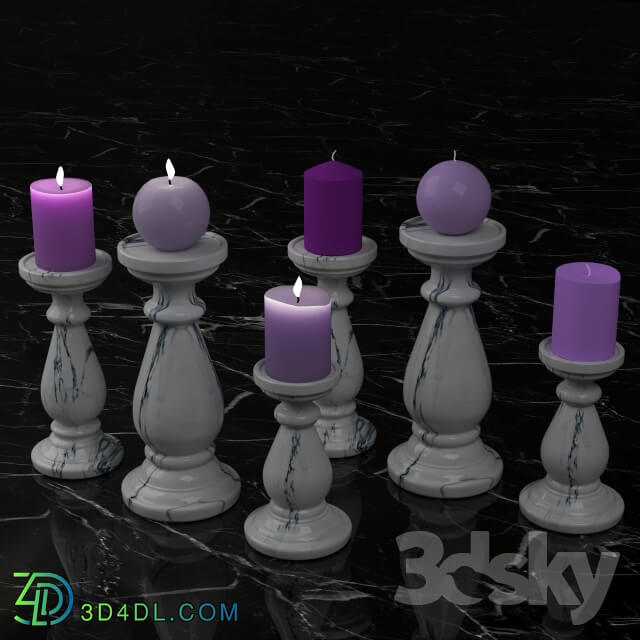 Other decorative objects - Marble Candlesticks