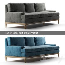 Sofa - Sutton Sofa_ Harbor Blue Velvet 