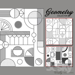 Wall covering - Wallpaper Wally - Geometry BW 