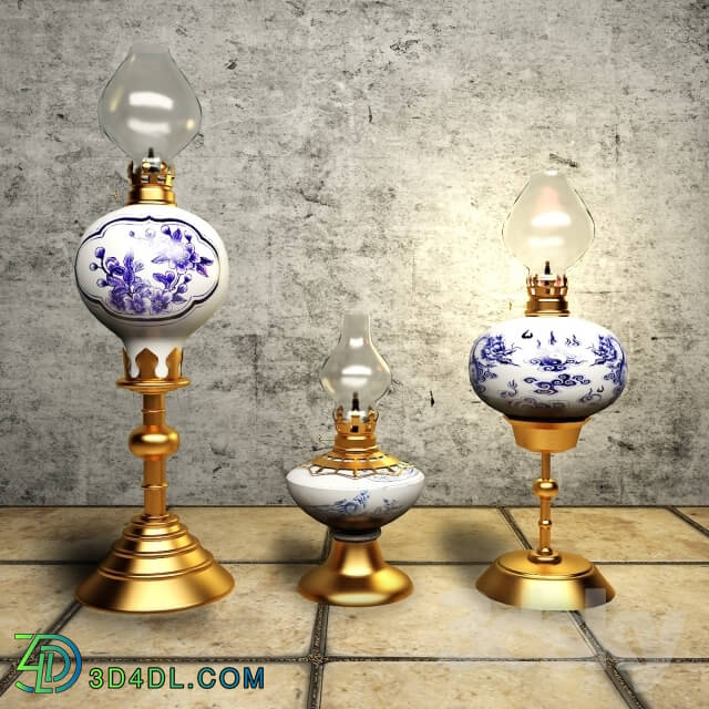 Table lamp - SET OF THREE OIL LAMP