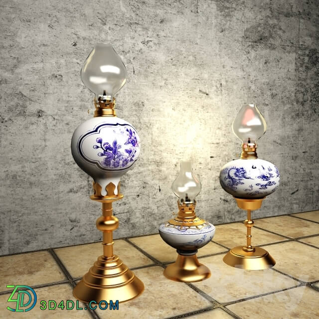 Table lamp - SET OF THREE OIL LAMP