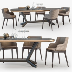 Table _ Chair - Cattelan Italia Planer table Magda armchair set01 
