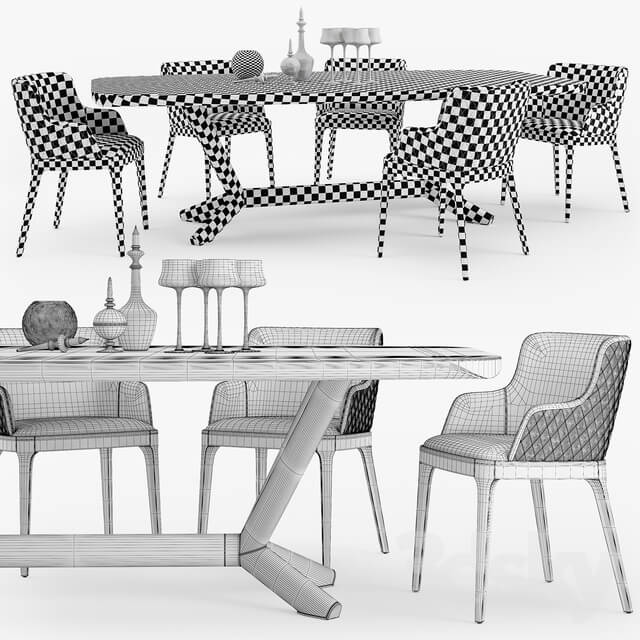 Table _ Chair - Cattelan Italia Planer table Magda armchair set01