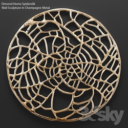 Other decorative objects - Spidersilk Wall Sculpture in Champagne Metal 