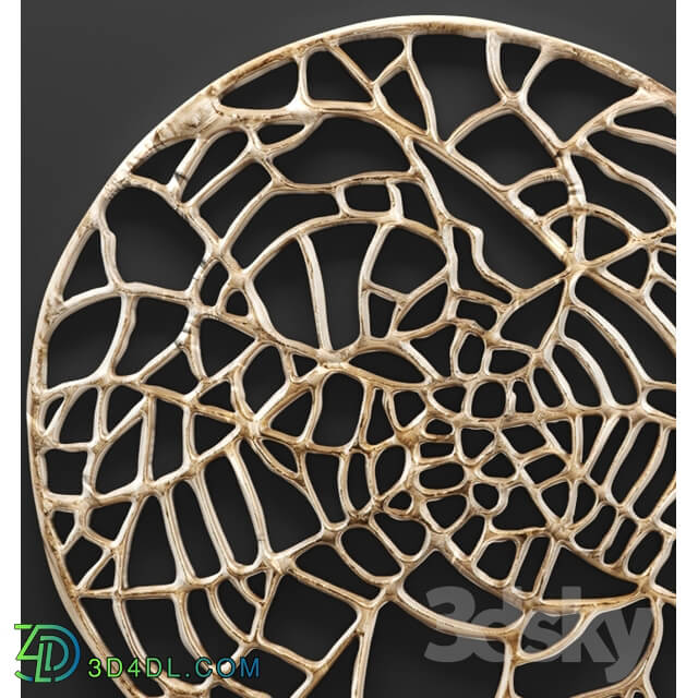 Other decorative objects - Spidersilk Wall Sculpture in Champagne Metal