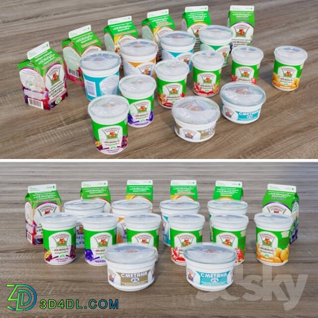 Food and drinks - Set of dairy products packaging