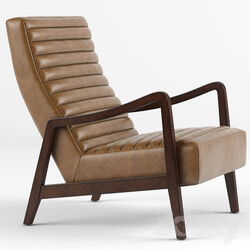 Arm chair - Elkan Modern Classic Camel Leather Brown Armchair 