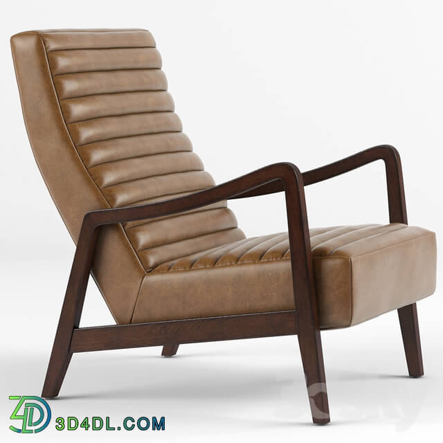 Arm chair - Elkan Modern Classic Camel Leather Brown Armchair