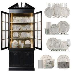 Wardrobe _ Display cabinets - Antique Сupboard With Dishes 