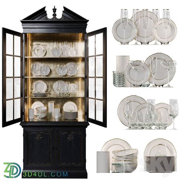 Wardrobe _ Display cabinets - Antique Сupboard With Dishes